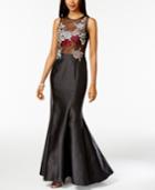 Xscape Floral-embroidered Mermaid Gown