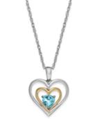 Aquamarine Heart Pendant Necklace In 14k Gold And Sterling Silver (1/3 Ct. T.w.)