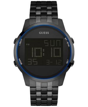 Guess Men's Digital Chronograph Black Ion-plated Stainless Steel Bracelet Watch 46mm U0786g2