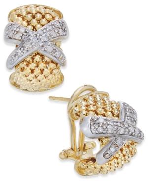 Diamond X Mesh Hoop Earrings (1/4 Ct. T.w.) In 14k Gold-plated Sterling Silver