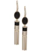Dkny Gold-tone Black Stone Chandelier Earrings, Created For Macy's
