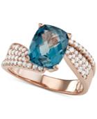 London Blue Topaz (3-1/3 Ct. T.w.) & Diamond (1/2 Ct. T.w.) Ring In 14k Rose Gold