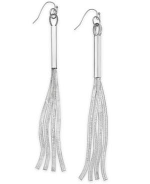 Thalia Sodi Silver-tone Herringbone Linear Drop Earrings, Created For Macy's