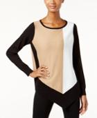 Inc International Concepts Asymmetrical Colorblocked Sweater, Only At Macy's