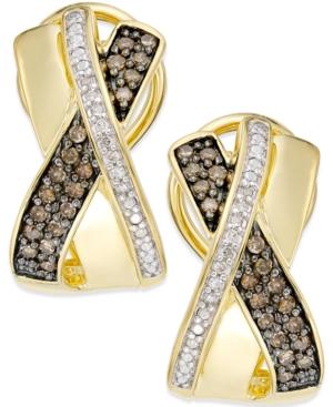 Diamond X-earrings (1/4 Ct. T.w.) In 14k Gold Vermeil And Sterling Silver
