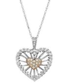 Diamond Heart Pendant, 14k White Gold And Rose Gold Diamond Heart Pendant (1/3 Ct. T.w.)