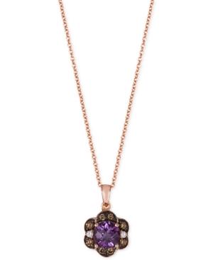 Le Vian Chocolatier Amethyst (1-1/6 Ct. T.w.) And Diamond (1/4 Ct. T.w.) Pendant Necklace In 14k Rose Gold