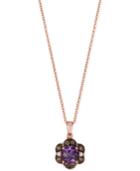 Le Vian Chocolatier Amethyst (1-1/6 Ct. T.w.) And Diamond (1/4 Ct. T.w.) Pendant Necklace In 14k Rose Gold