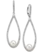 Danori Rhodium-plated Imitation Pearl And Crystal Teardrop Earrings
