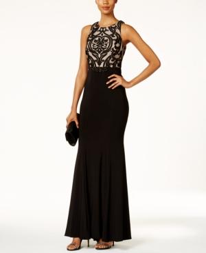 Xscape Damask Column Gown