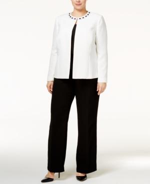Tahari Asl Plus Size Beaded Colorblocked Pantsuit