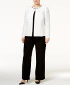 Tahari Asl Plus Size Beaded Colorblocked Pantsuit