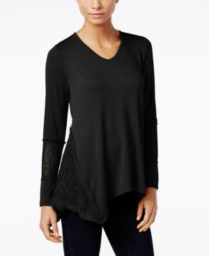 Style & Co. Crochet-trim Asymmetrical Top, Only At Macy's
