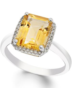 Citrine (2-2/3 Ct. T.w.) And Diamond (1/10 Ct. T.w.) Ring In 14k White Gold