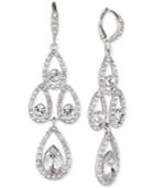 Givenchy Silver-tone Crystal Pear Open Chandelier Earrings