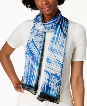 Calvin Klein Abstract Silk Chiffon Scarf, Created For Macy's