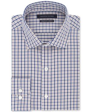 Tommy Hilfiger Men's Athletic Fit Th Flex Non-iron Performance Gingham Dress Shirt