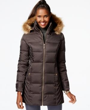 Kenneth Cole Faux-fur-trim Down Puffer Coat