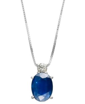 14k White Gold Necklace, Sapphire (1-1/2 Ct. T.w.) And Diamond Accent Oval Pendant
