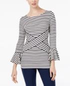 Eci Striped Bell-sleeve Top
