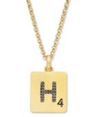 "scrabble 14k Gold Over Sterling Silver Black Diamond Accent ""h"" Initial Pendant Necklace"