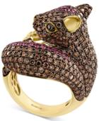 Effy Diamond (4-1/5 Ct. T.w.) And Pink Sapphire (1/2 Ct. T.w.) Squirrel Ring In 14k Gold