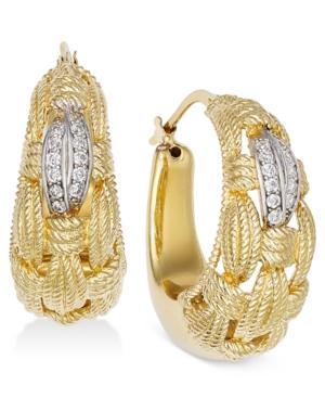Diamond Textured Weave Hoop Earrings (1/4 Ct. T.w.) In 14k Gold-plated Sterling Silver
