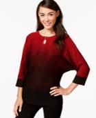 Ny Collection Metallic Ombre Keyhole Sweater