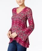 Jessica Simpson Ladria Printed Bell-sleeve Peasant Top