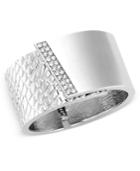 Inc International Concepts Silver-tone Pave Textured Hinged Bracelet, Only At Macy's