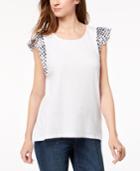 Style & Co Jacquard Cap-sleeve Top, Created For Macy's