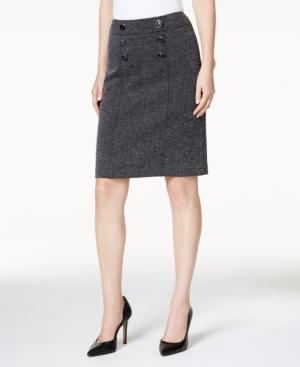Kasper Herringbone Button-front Skirt