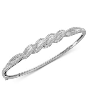 Diamond Bracelet, Sterling Silver Diamond Twist Bangle (1 Ct. T.w.)