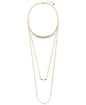 Swarovski Gold-tone Imitation Pearl And Crystal Multi-layer Necklace