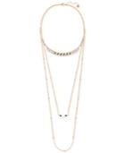 Swarovski Gold-tone Imitation Pearl And Crystal Multi-layer Necklace