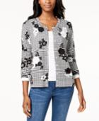 Charter Club Printed Appliqued Cardigan, Created For Macy's