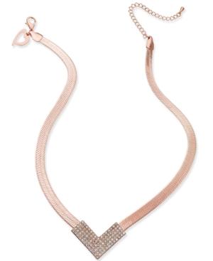 Thalia Sodi Rose Gold-tone Pave Chevron Pendant Necklace, Created For Macy's