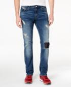 Armani Exchange Men's Straight-fit Stretch Rip-and-repair Jeans
