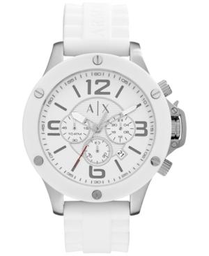 Ax Armani Exchange Men's Chronograph White Silicone Strap Watch 48mm Ax1525