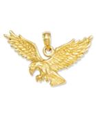 14k Gold Charm, Solid Polished Eagle Charm
