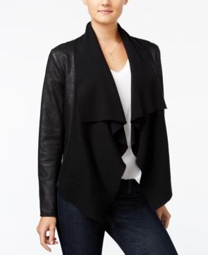 Jessica Simpson Draped Faux-leather Jacket