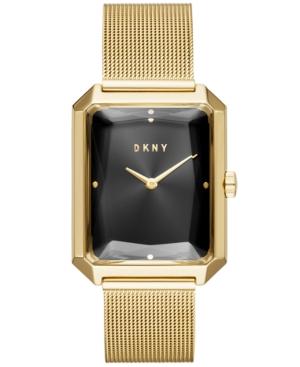 Dkny Women's Cityspire Gold-tone Stainless Steel Mesh Bracelet Watch 27x34mm, Created For Macy's