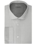 Calvin Klein X Extra-slim Crater Grey And Blue Check French Cuff Dress Shirt