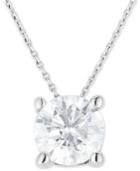 Diamond Solitaire 18 Pendant Necklace (1 Ct. T.w.) In 14k White Gold