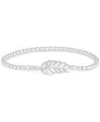 Wrapped Diamond Leaf Beaded Stretch Bracelet (1/6 Ct. T.w.) In Sterling Silver, Created For Macy's