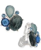 Anne Klein Silver-tone Multi-stone Clip-on Stud Earrings