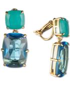 Carolee Gold-tone Crystal Clip-on Double Drop Earrings