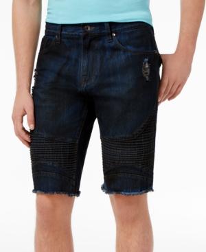 Guess Men's Dark Wash Moto Shorts
