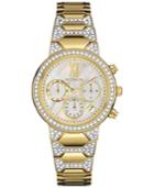 Wittnauer Women's Chronograph Crystal Accent Gold-tone Stainless Steel Bracelet Watch 32mm Wn4069