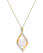Honora Style Cultured Freshwater Pearl (9 Mm) & Diamond Accent 18 Pendant Necklace In 14k Gold